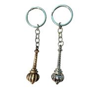 Lord Hanuman Bajirangbali Gada Stainless Steel and Copper Metal Keychain Combo, Set of 2(Silver and Brown), Silver, Medium