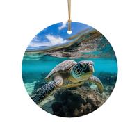Lord Howe Island Sea Turtle Print Ceramic Round Pendant For Travel Ornaments For Home Decor Christmas Ornament
