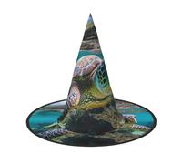 Lord Howe Island Sea Turtle Print Halloween Witch Hat Wizard Cap Cosplay | Costume Accessory Carnivals Versatile Foldable Party Prop Themed Events