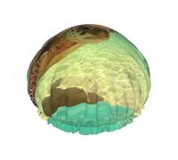 Lord Howe Island Sea Turtle Print Premium Double Layer Shower Cap For Women With Reusable Shower Cap For Hair - Waterproof Plastic Cap - Shower Caps For Long, Short And Curly Hairs