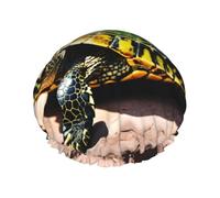 Lord Howe Island Sea Turtle Print Reusable Shower Cap For Women Shower Caps With Double-Layer Elastic For Long Hair Bath