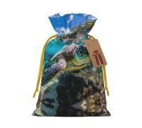 Lord Howe Island Sea Turtle Print Small Drawstring Pouch For Gifts,Reusable Gift Bag,For Holiday And Party Presents