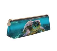Lord Howe Island Sea Turtle Triangle Leather Case Multi Functional Cosmetic Bag Portable Makeup and Stationery Storage Bag , White, One Size, Lightweight