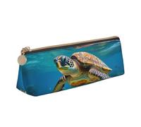 Lord Howe Island Sea Turtle Triangle Leather Case Multi Functional Cosmetic Bag Portable Makeup and Stationery Storage Bag , White, One Size, Lightweight