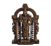 Lord Kartikeya Murugan Standing Statue, Cold Cast Resin, Bronze Finish, Traditional Hindu Temple Design, Subramanya Kumaraswamy Idol