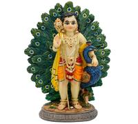 Lord Kartikeya Statue with Peacock - 6.7”H Indian Idol Murugan Murti Item Home Office Temple Mandir Shrine Altar Pooja Decor India Diwali Puja Gifts for Friends Relative