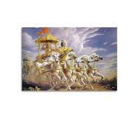 Lord Krishna And Arjuna on Chariot During Canvas Poster Wall Art Poster Suitable for Room Aesthetics And Decoration Bedroom And Living Room Unframe-style 16x24inch(40x60cm)