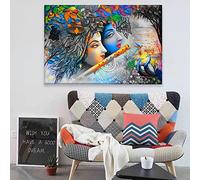 Lord Krishna art paintings wall for bedroom radha krishna photo frame painting Colorful Radha with Flute Wall frames canvas 70x100cm Frameless