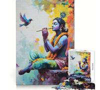 Lord Krishna Playing Flute Jigsaw Puzzle for Adults 1000 Pieces Cognitive Train Clear Tone Pattern Assemble Birthday Art Gift (38x26cm)
