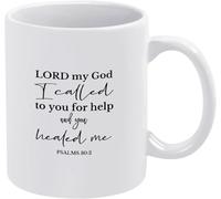 Lord My God I Called to You for Help and Healed Me Tea Cup Novelty Ceramic Coffee Mugs Double Side Printed Ceramic Mug Mom Dad Friend Wife Husband Gift 11Oz