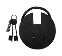 Lord of Battles Antique Padlock with Chainmail Keychain & Two Keys - Ancient Dungeon Padlock Hand Forged Iron 18´5 cm | Medieval Padlock Antique Lock - Vintage Lock - Vintage Padlock
