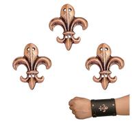 Lord of Battles Bronze Decoration Medieval Style Fleur de Lys Belt Mount with Stitching Holes Perfect for Leather Craft, Clothes, Bags, Belts - Lost-Wax Cast Bronze, 2.5 x 3 cm, Bronze, Default