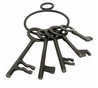 Lord of Battles Cast Iron Keys Antique, Fully Functional Pirate Treasure Chest Key Set of 5 for Farmhouse Decor, Dungeon, Halloween Costume Prop, Roleplaying Prop, Natural