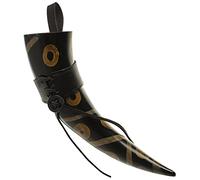 Lord of Battles Drinking Horn with Genuine Leather Holder Handcrafted from Ox Horn