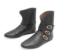 Lord of Battles Genuine Leather Ankle Medieval Boots, Viking Pirate Boots Halloween Shoes Renaissance (Black, UK Footwear Size System, Adult, Men, Numeric, Medium, 9.5, Viking Jorvik Shoes)