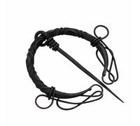 Lord of Battles Hand-Forged Iron Cloak Pin - Medieval Spiral Fibula Brooch Clasp for LARP, Viking, Renaissance, Cosplay & Halloween Costume (HandForged Cloak Pin with Spiral Ends)
