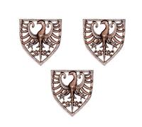 Lord of Battles Leather Belt Decoration Heraldic Eagle Style Medieval Belt Bronze Decoration Set of 3 - Lost Wax Cast Bronze, Bronze, 3.4 cm