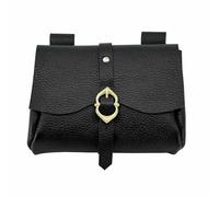 Lord of Battles Medieval Bag Genuine Buff Leather Bag Belt Pouch Renaissance Costume Waist Bag Roleplaying Cosplay Costume Messenger Belt Bag for Him/Her (Black)