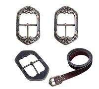 Lord of Battles Medieval Brass Belt Buckles Set of 3 - Stuart Era 17th Century Solid Antique DIY Leather Craft Hardware (Large)