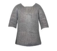 Lord of Battles Medieval Chainmail Half Sleeves Haubergeon Shirt Ideal Mail Armor Replica Battle Ready Knight Armor Costume (Mild Steel, Butted, Zinc Plated, Medium, 10mm 16 Gauge)