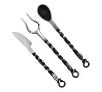 Lord of Battles Medieval Cutlery Set Functional Camp Gear Rustic Viking Cutlery Set | Pack of Medieval Knife, Fork, Spoon | Handforged Feating Set (Mild Steel)