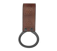 Lord of Battles Medieval Genuine Leather Axe Frog | Axe Holster with Belt Loop | Waist Holder for Axes, Tools with Celtic Knotwork Design Brown