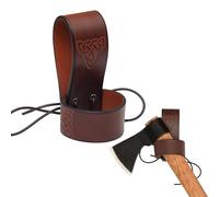 Lord of Battles Medieval Genuine Leather Axe Frog | Axe Holster with Belt Loop | Waist Holder for Axes, Tools (Celtic - Brown)