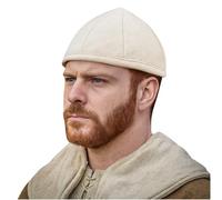 Lord of Battles Medieval Quilted Canvas Cotton Padded Arming Cap Protector Under Armor Chainmail Coif for LARP, Renfair (Ecru - Roman Cap)