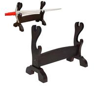 Lord of Battles Medieval Solid Wood Single Tier Sword Display Stand / Holder for Gladiator and Katana | Handcrafted from Genuine Teak Wood (2-Tier)