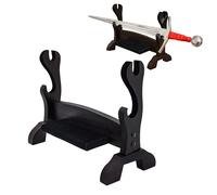 Lord of Battles Medieval Solid Wood Sword Display Stand / Sword Holder / Gladiator Sword Display / Katana Sword Holder | Handcrafted from Genuine Teak Wood (2-Tier Wall)