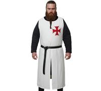 Lord of Battles Medieval Tunic Surcoat | Costume Knights Templar Armor Crusader Viking Tabard For LARP Halloween Costume (Templar - Red, L/XL)