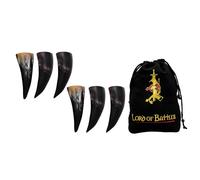 Lord of Battles Medieval Viking Drinking Horns Set of 3 to 6 Pieces Genuine Ox Horn Norseman Drinking Vessel for Ale Mead for Men and Women (Plain Horn, 80-100 ML)
