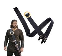 Lord of Battles Pirate Leather Belt with Sword Hanger Baldric Sword Hanging Belt Handcrafted From Genuine Buff Leather, Baldric Belt - Black, 187.5 cm