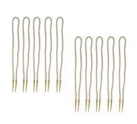 Lord of Battles Solid Brass Aiglets With Cotton Strings, Medieval Style Aiglets for Clothing DIY Accessories, Coats, Costumes, Ecru - Set of 10, 45 cm