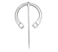 Lord of Battles Sturdy Fibula/Brooch/Cloak Pin Medieval Viking Celtic Anglo Saxon Designs for LARP, SCA, Renfair (Stainless Steel Medieval Fibula) Silver