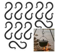 Lord of Battles Viking Iron S Shaped Hook Set of 10 Iron Hanging Cooking Stand Camping Accessory Hand Forged Black Finish Functional Accessory Reenactments (9 cm)