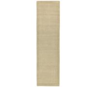 Lord of Rugs 100% Wool Rug for Living Room Dining Bedroom Hand Made Modern Bordered Quality Soft Plain Rug Beige Runner L240xW68 cm (L7'10 xW2'3)
