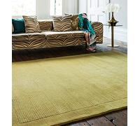 Lord of Rugs Alden Wool Rug for Living Room Dining Bedroom Hand Made Modern Bordered Quality Soft Plain Rug Yellow X-Small 60x120 cm (2'x4')