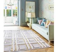 Lord of Rugs Aurora Elexus AU15 Modern Geometric Squared 3D Shiny Metallic Gold Bronze Grey Rug Luxury Carpet (160x230cm (5'3"x7'7"))