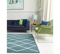Lord of Rugs Diamond Hand Tufted Rug Quality 100% Wool Bedroom Living Room Rug Floor Area Carpet Small 80x150 cm (2'6"x5'0") Teal