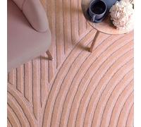 Lord of Rugs Elara Hand Made Wool Rug for Bedroom Dining Living Room Geometric Lines Tufted Modern Classic Soft Luxury Rug Blush Pink 160x230 cm (5'3"x7'7") Large