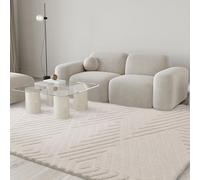 Lord of Rugs Elara Hand Made Wool Rug for Bedroom Dining Living Room Geometric Lines Tufted Modern Classic Soft Luxury Rug Ivory 120x170 cm (4'x5'6") Medium