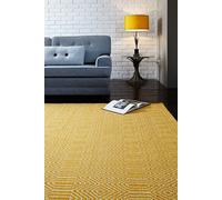 Lord of Rugs Geometric Ethnic Handmade Flatweave Cotton Wool Bedroom Living Room Rug Carpet Medium 120x170 cm (3ft 11in x 5ft 6in) Mustard