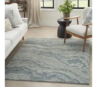 Lord of Rugs Hand Tufted Wool Area Rug 100% Wool Hand-Carved Modern Abstract Rug, Soft Nature-Inspired Design Carpet for Living Room Blue, 160 x 221 cm (5'3"x7'3")