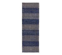 Lord of Rugs Handmade Modern Chevron Herringbone Flatweave Chenille Rug Hallway 66x200 cm Runner (2ft 1in X 6ft 6in) Navy Blue