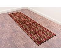Highland Tartan Rug for Living Room Bedroom Check Quality Rug Brown Long Hallway Runner 80x300 cm (2'6"x10')
