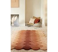 Lord of Rugs Hive Hand Tufted Wool Rug for Living Room Bedroom Lounge Hexagons Patterned Gradient Effect Soft Quality Rug Rust Terracotta X-Large 200x290 cm (6'7"x9'6")