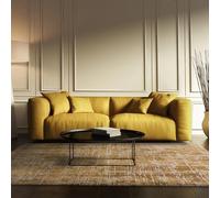 Lord of Rugs Kuza Abstract Rug for Living Room Dining Bedroom Modern Distressed Soft Silky Velvety Rug Gold Large 160x230 cm (5'3"x7'7")