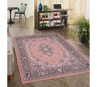 Lord of Rugs Lancashire Traditional Rug for Living Room, Bedroom, Hallways Lounge Classic Carpet Floral Bordered Medallion Oriental Rug Blush Pink Small 80x150 cm (2'6"x5')