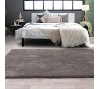 Lord of Rugs Lulu Shaggy Rug for Living Room Bedroom Modern Classic Hand Tufted Super Soft Touch Plush High Pile Rug Charcoal Grey Large 160x230 cm (5'3"x7'7")